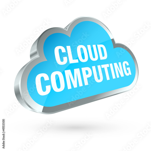 Blue 3D Cloud Silver Frame "Cloud Computing"