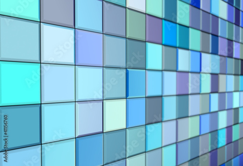 3d render tiled mosaic blue purple wall pavement