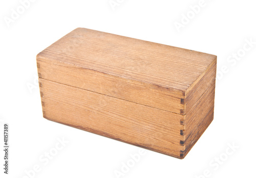 Wooden box on white background