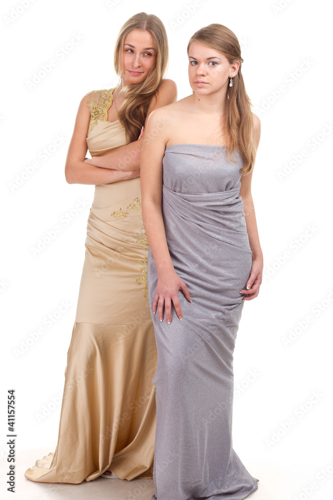 Hall envious friends - two girls in dresses