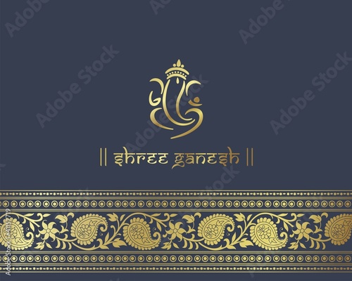 Ganesha, traditional Hindu wedding card design, India