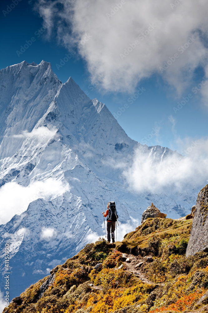 Fototapeta premium Hiking in Himalaya mountains
