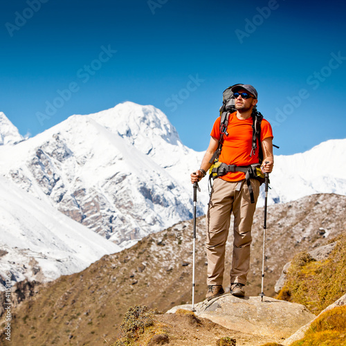 Hiking in Himalaya mountains