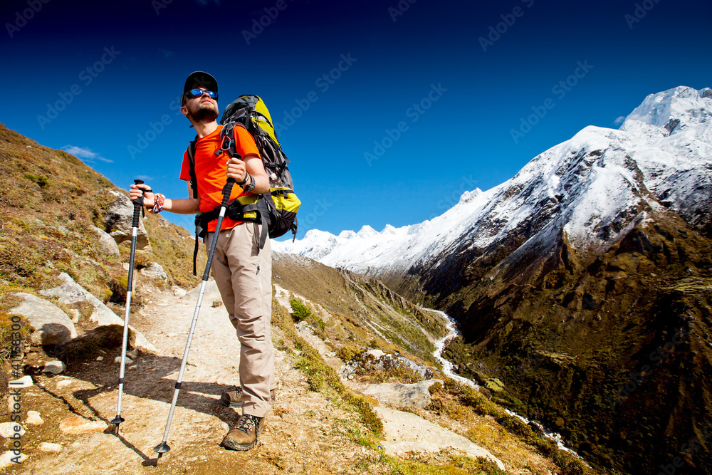 Hiking in Himalaya mountains