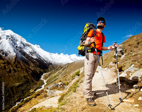 Hiking in Himalaya mountains