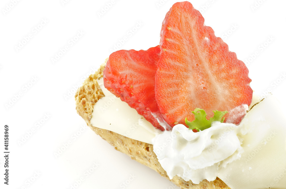 CreaspBread sandwich with cheese and strawberry CreaspBread sandwich with cheese and strawberry