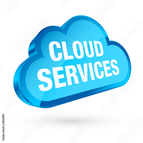 Blue 3D Cloud Blue Frame "Cloud Services"