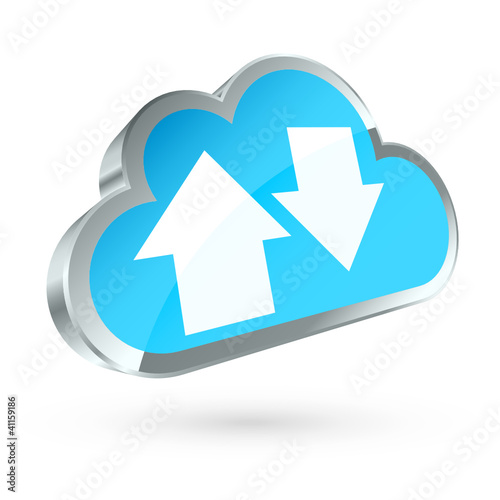 Blue 3D Cloud Silver Frame 2 Arrows