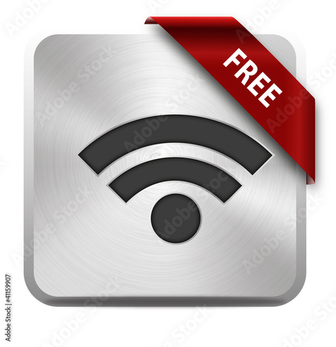 metallisches piktogramm wlan mit roter schleife