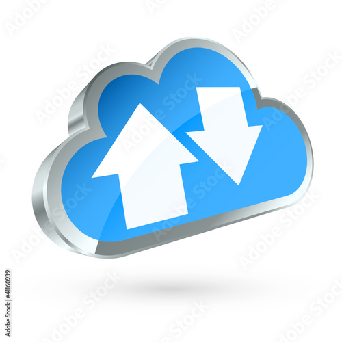 Middle Blue 3D Cloud Silver Frame 2 Arrows