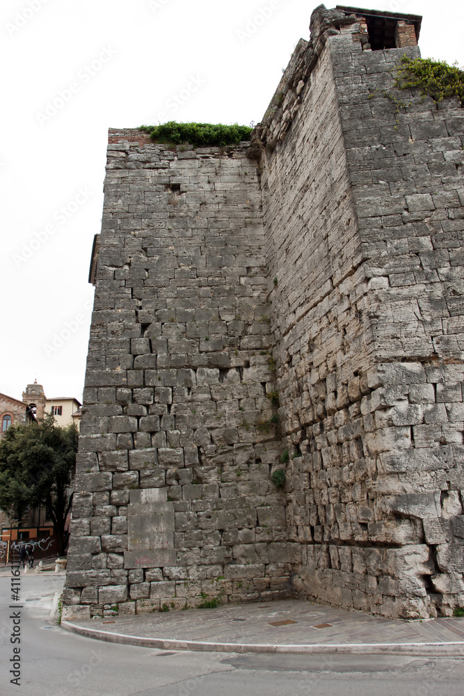 The ancient Etruscan walls of the city of Perugia
