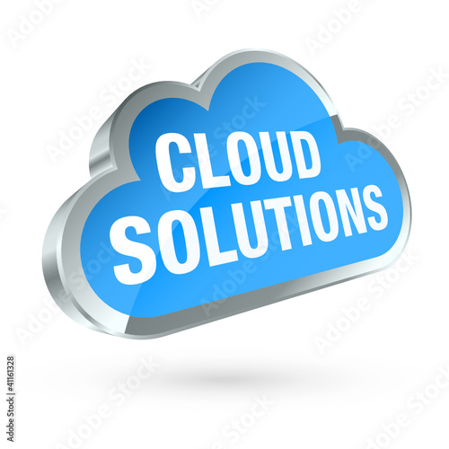 Middle Blue 3D Cloud Silver Frame "Cloud Solutions"