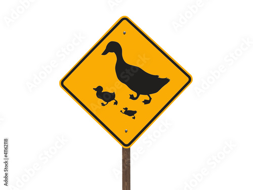 Duck Crossing Sign Isolated