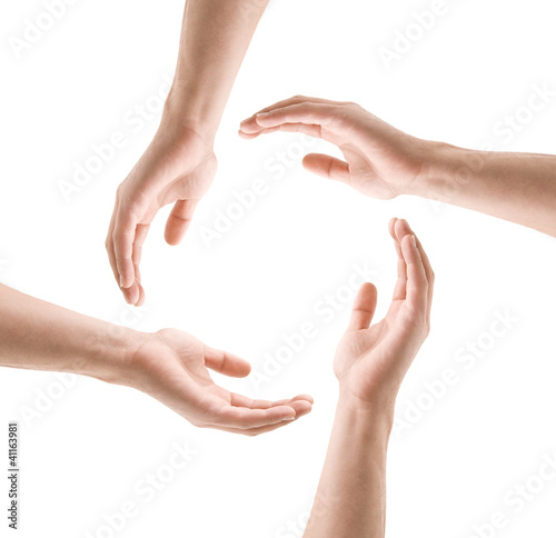 Vier Hände im Kreis photo