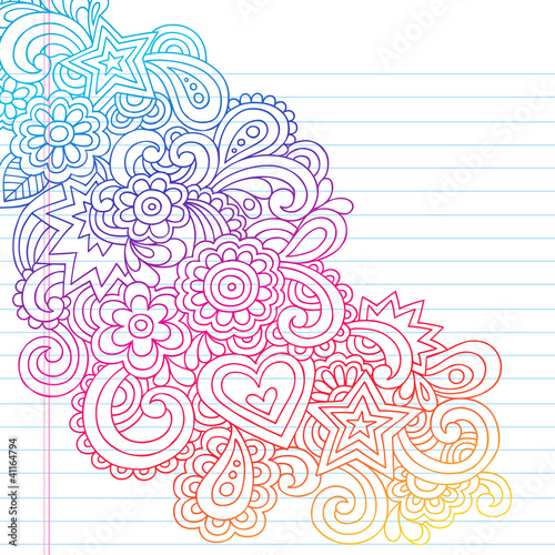Psychedelic Flowers Notebook Doodles Vector