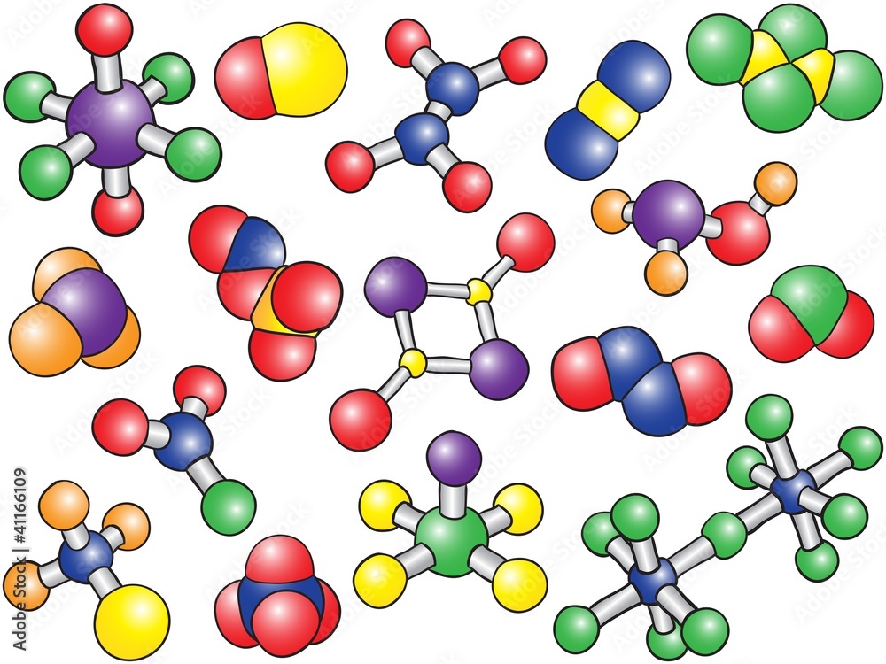 Chemistry background - colored molecule models