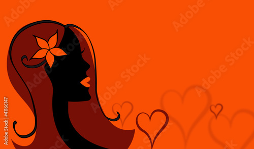 lady brünett orange