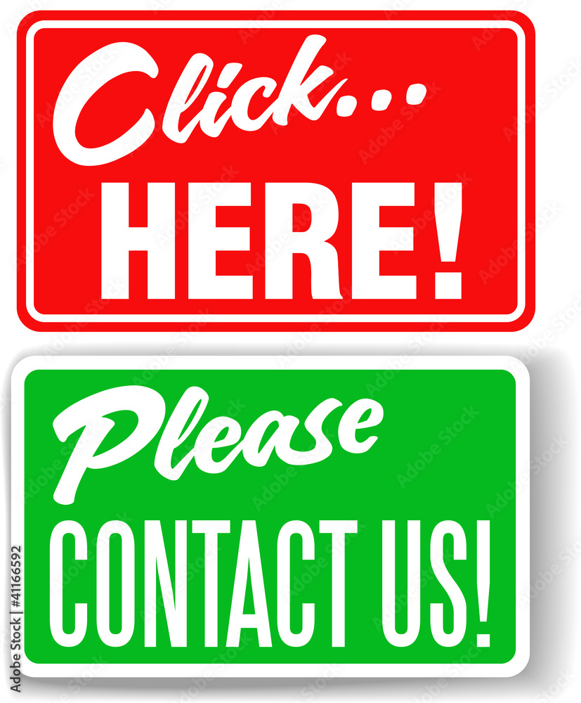 Please contact us click here store signs