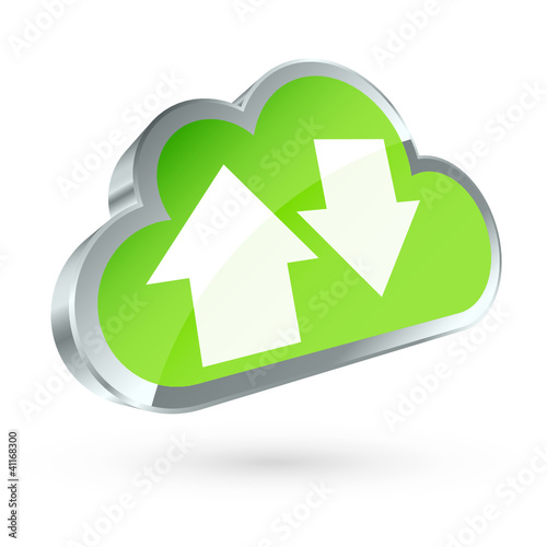 Green 3D Cloud Silver Frame 2 Arrows