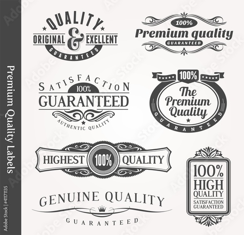 Vector decorative ornamental emblems of quality
