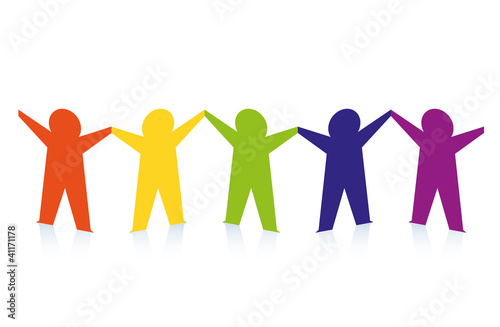 Abstract colorful paper people isolated on white