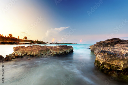 Sunset at Caribbean Sea in Mexico