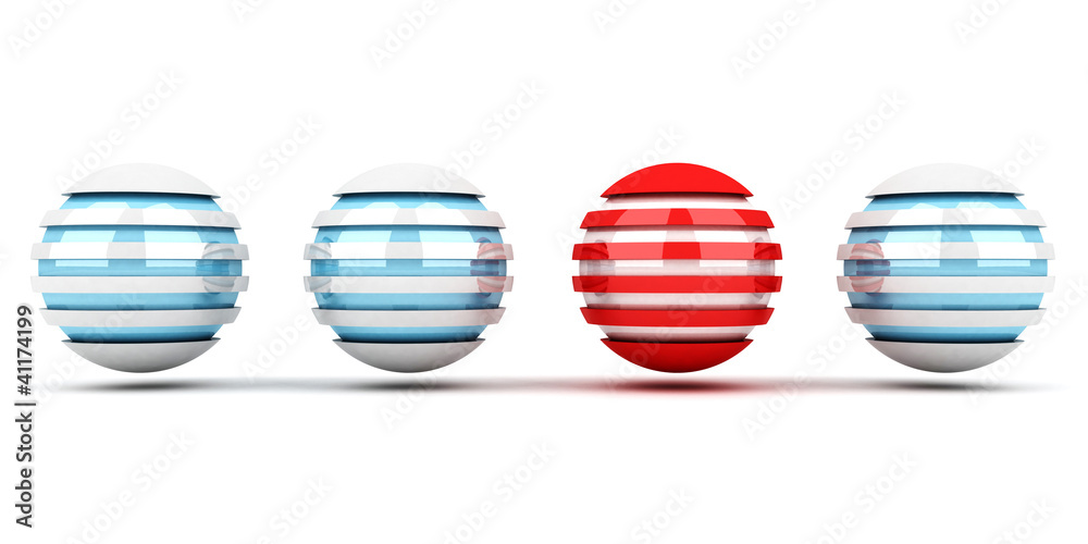 individuality abstract concept of blue and red spheres individuality abstract concept of blue and red spheres