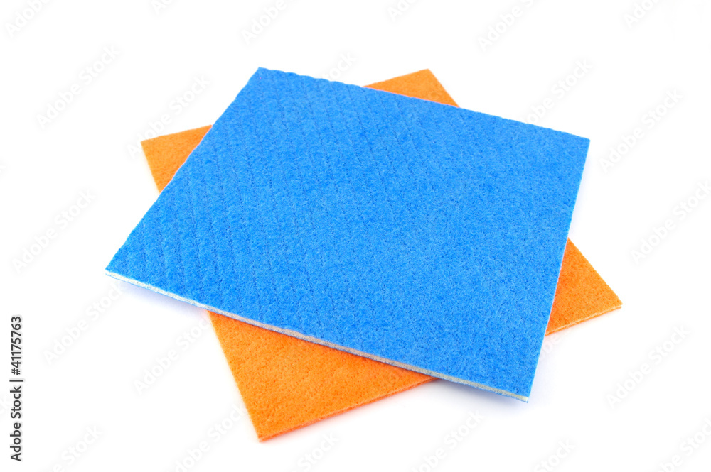 Orange and blue napkins over white Orange and blue napkins over white