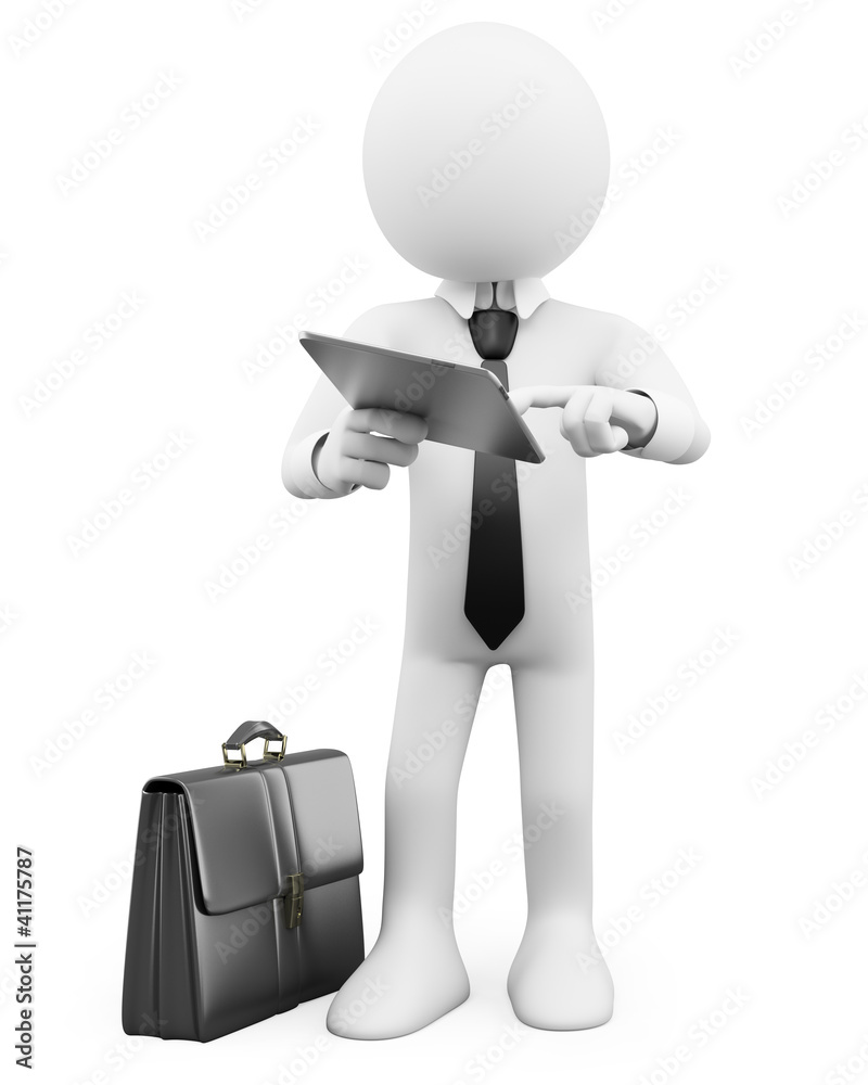 3D Businessman - Working with a tablet 3D Businessman - Working with a tablet
