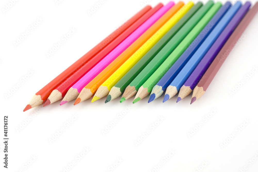 Fototapeta premium Color pencils over white