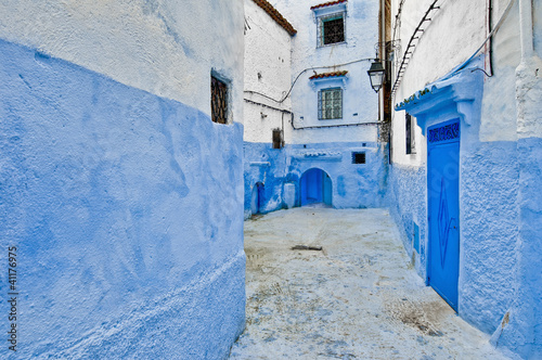 City streets of Chefchaouen, Morocco photo
