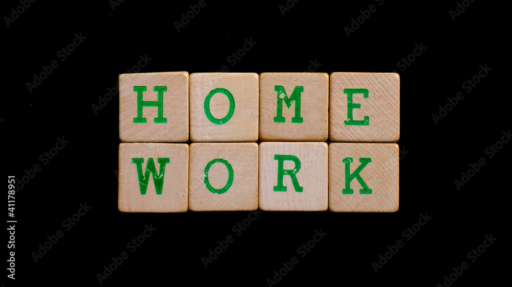 Letters on wooden blocks (home, work) Letters on wooden blocks (home, work)