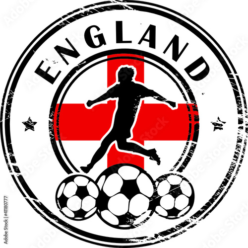 Stamp with football and name England, vector illustration