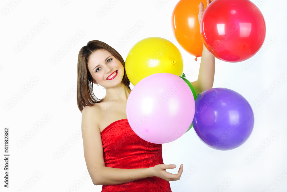 Obraz premium bright beautiful girl with air ball