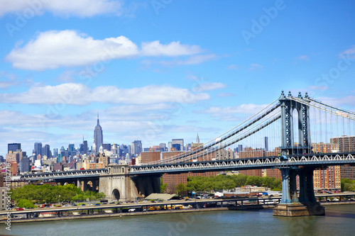 Manhattan Bridge and New York City skyline over East River