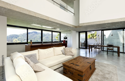 beautiful modern house in cement, interior, living room © alexandre zveiger