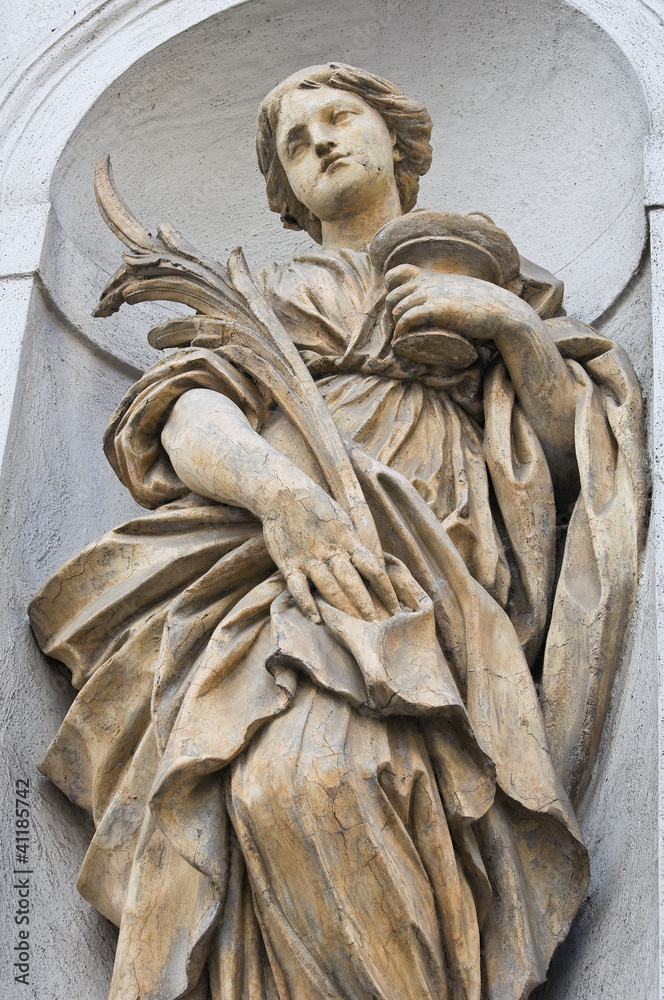 Marble statue. St. Lucia Church. Parma. Emilia-Romagna. Italy.