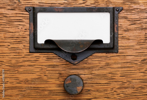 Blank Label In Old Drawer Pull
