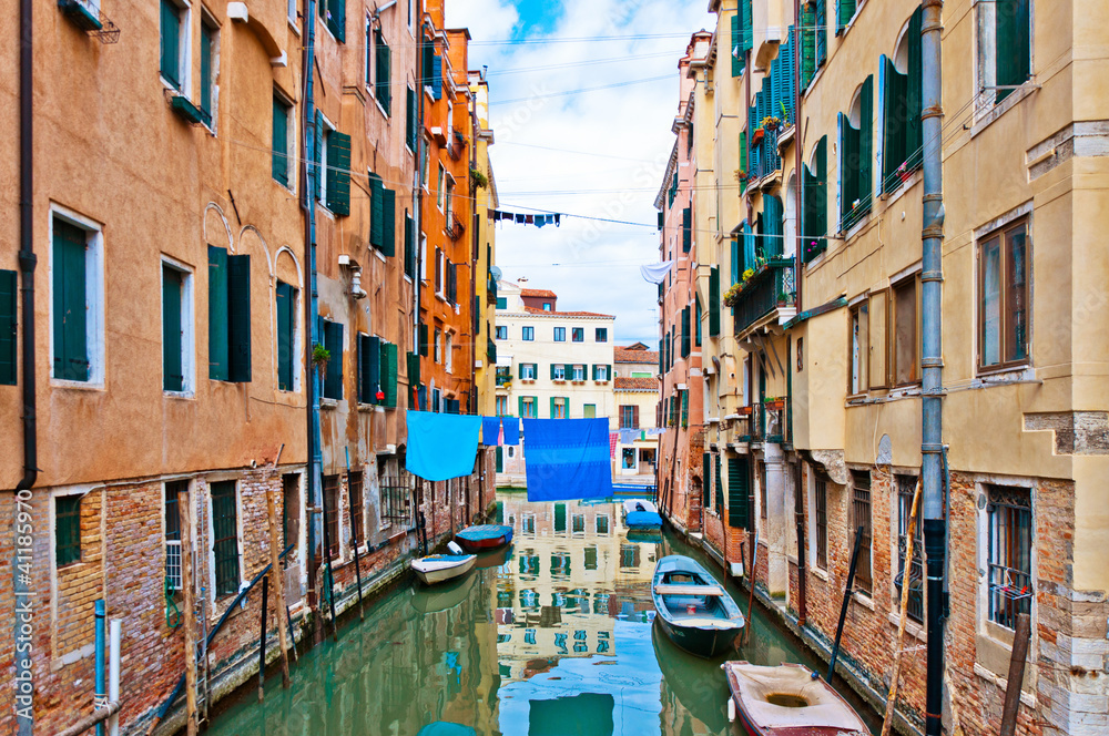Venice, Italy - canal, boats and houses
