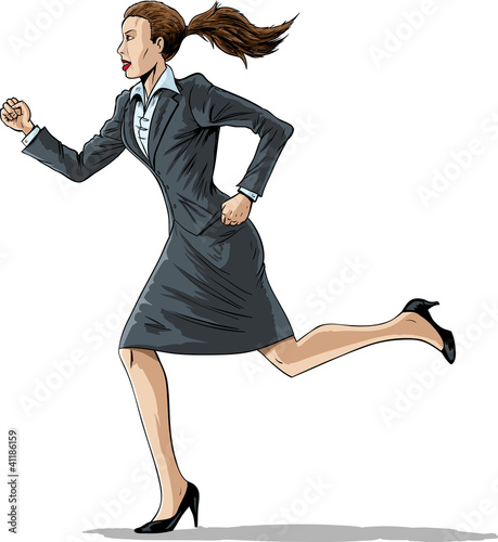 Business woman running