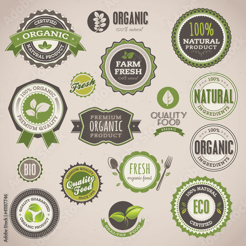 Set of organic badges and labels
