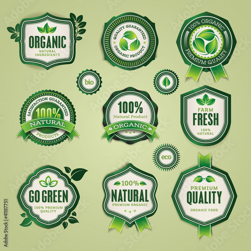 Set of organic and natural badges and labels