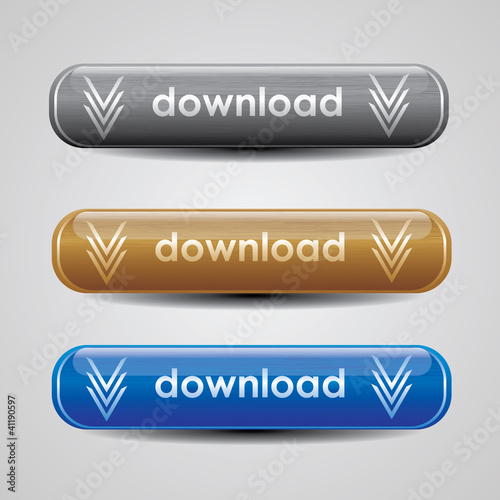 Metallic download button set for website