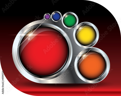 Metallic paint palette vector template - buttons copyspace
