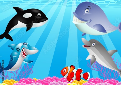 Funny sea life cartoon