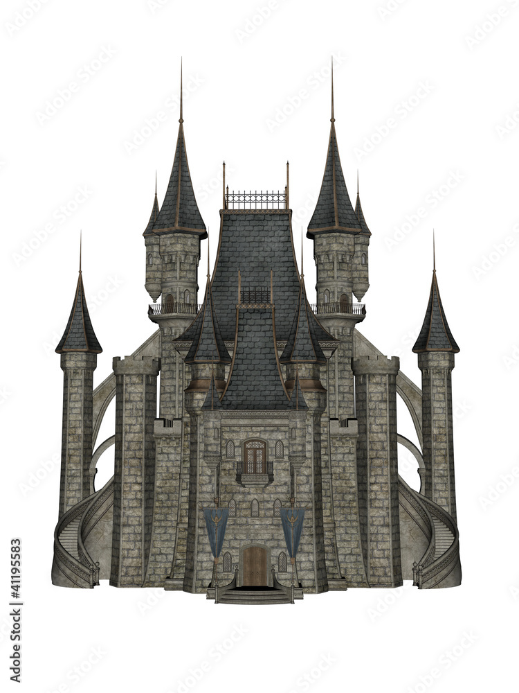 Castle in 3d over a white background.