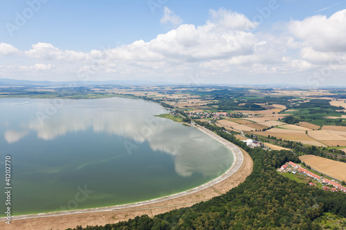 aerial view of Otmuchow lake landscape