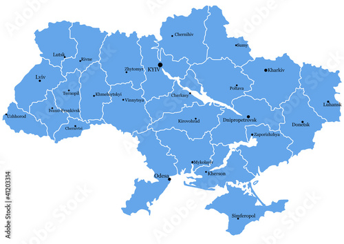 Map of Ukraine with cities