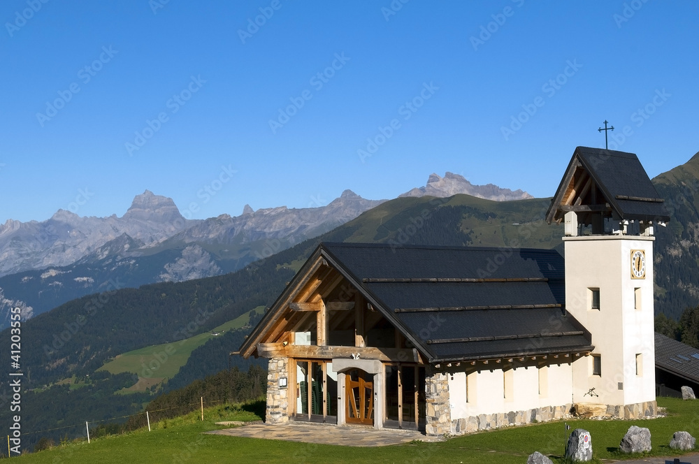 chapel in the mountains of Switzerland chapel in the mountains of Switzerland