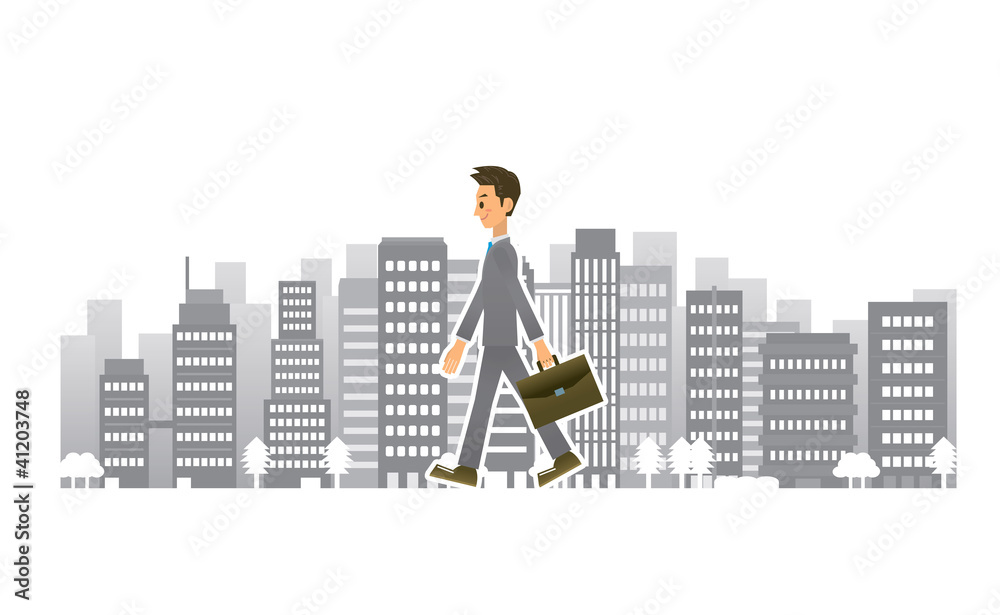 サラリーマン 歩く イラスト Stock Vector Adobe Stock